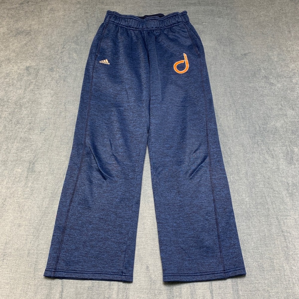 Adidas Climawarm Sweatpants Womens XS Blue Fleece Lined 3 Stripes Logo Straight